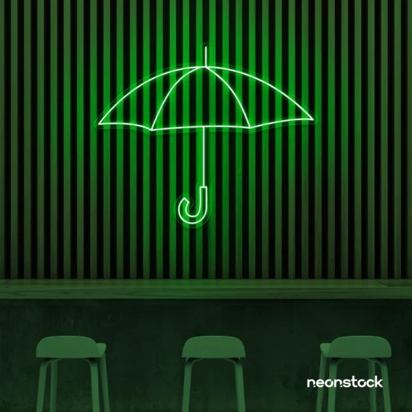 Umbrella neon sign in deep green for home decor, kids room, aesthetic lighting