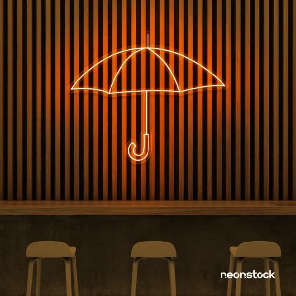 Umbrella neon sign in orange for home decor, kids room, aesthetic lighting