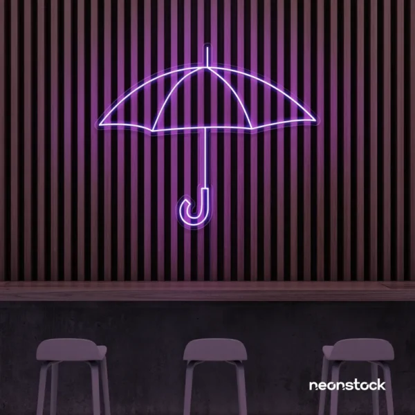 Umbrella neon sign in purple for home decor, kids room, aesthetic lighting