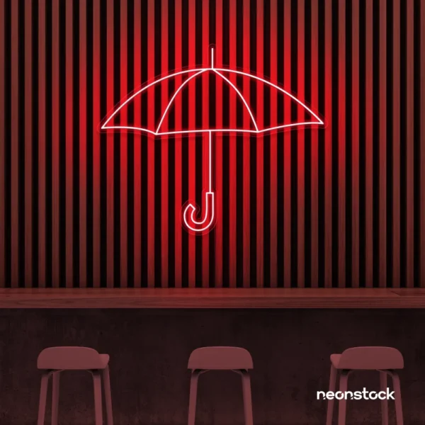 Umbrella neon sign in red for home decor, kids room, aesthetic lighting