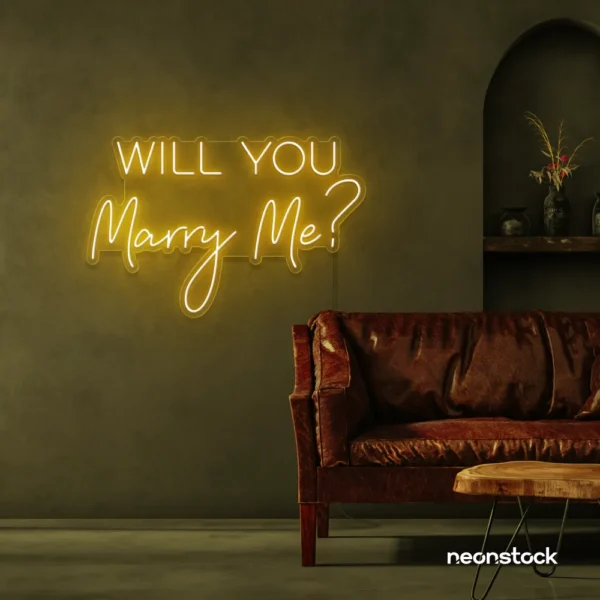 Will You Marry Me neon sign in baby pink for proposals and weddings