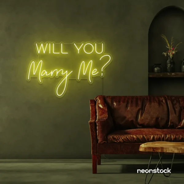 Will You Marry Me neon sign in baby pink for proposals and weddings