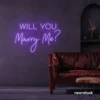 Will You Marry Me neon sign in baby pink for proposals and weddings