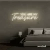 You Are My Treasure neon sign in neutral white for romantic decor, bedroom walls, and love-filled spaces.