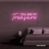 You Are My Treasure neon sign in baby pink for romantic decor, bedroom walls, and love-filled spaces.