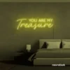 You Are My Treasure neon sign in lemon yellow for romantic decor, bedroom walls, and love-filled spaces.