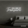 You Are My Treasure neon sign in white for romantic decor, bedroom walls, and love-filled spaces.