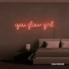 You Glow Girl neon sign in peachy pink for dorm rooms, vanity walls, and beauty studio decor.